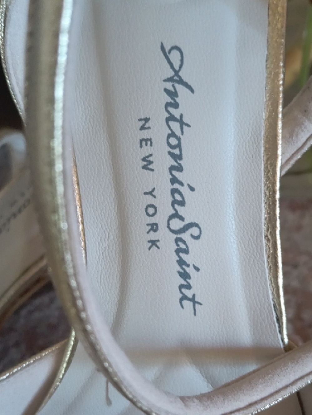 Metallic Gold Pointed-Toe Slingback Heels - Picture 3 of 12